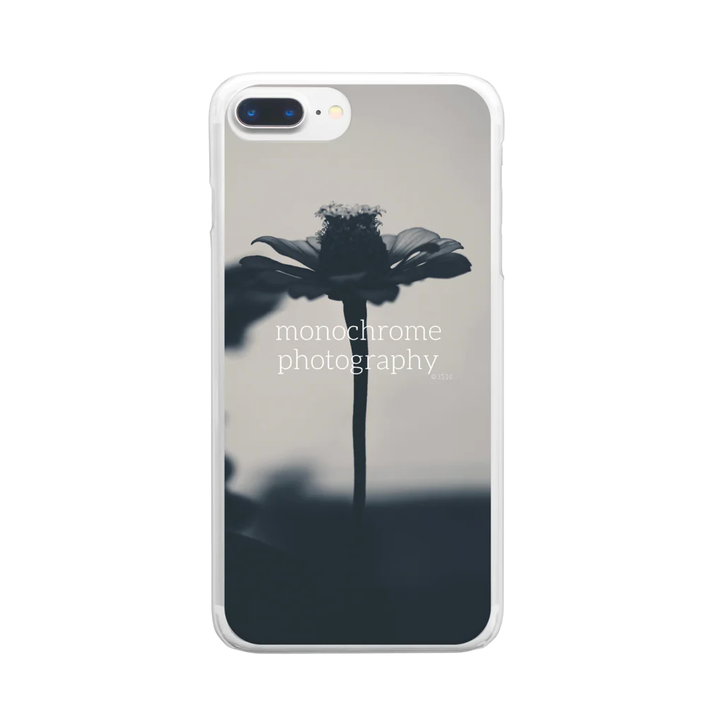 3510 STOREのmonochrome flower Clear Smartphone Case