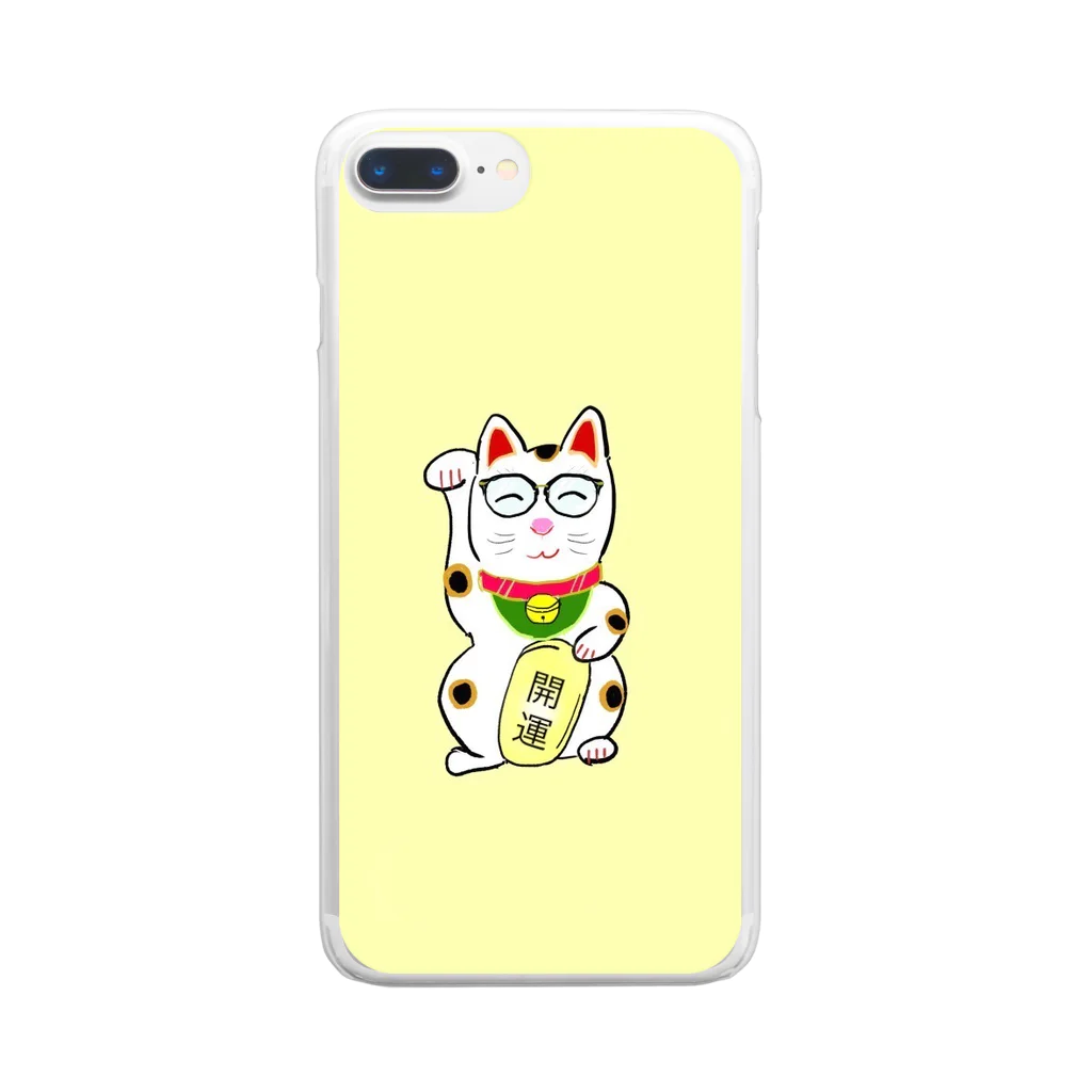 megane00のメガネ招きネコさん Clear Smartphone Case