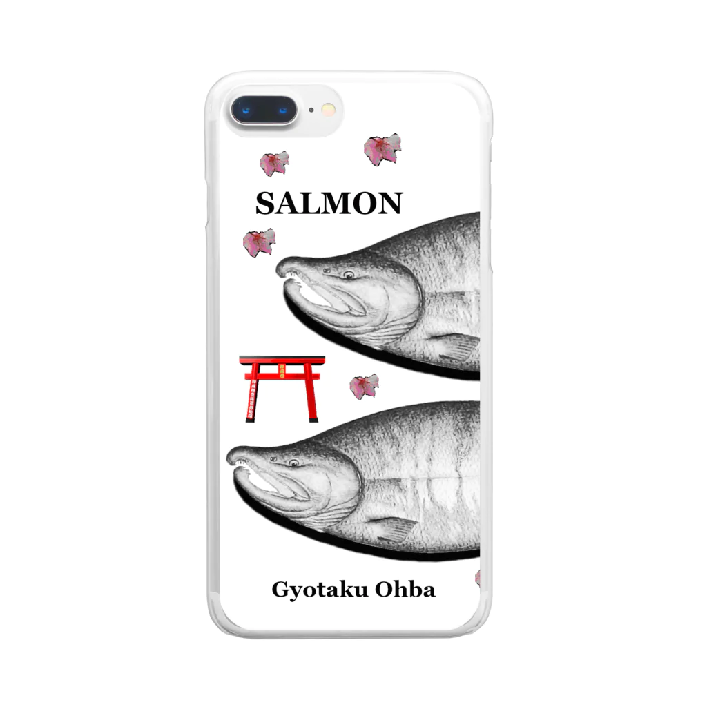 G-HERRINGの鮭！（SALMON；桜&鳥居）あらゆる生命たちへ感謝をささげます。 Clear Smartphone Case