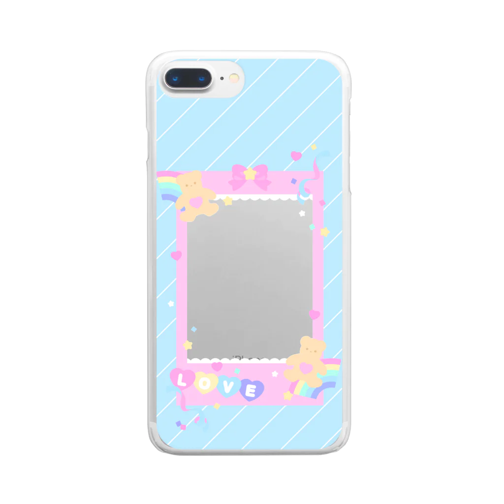 Fancy Surprise!の推しチェキスマホケース♡デコBlue Clear Smartphone Case