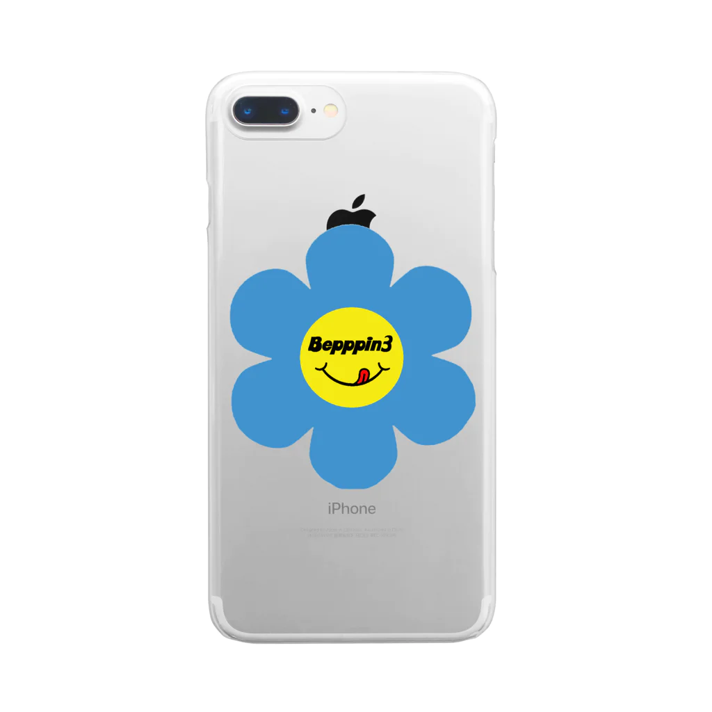 Bepppin3Companyのレトロフラワー★ブルー Clear Smartphone Case