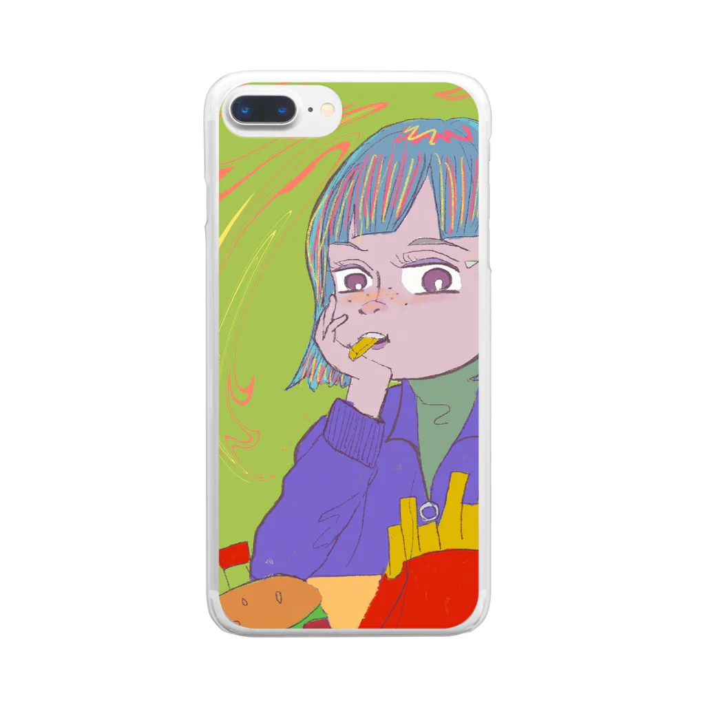 YubboooのHamburger:Girl Clear Smartphone Case