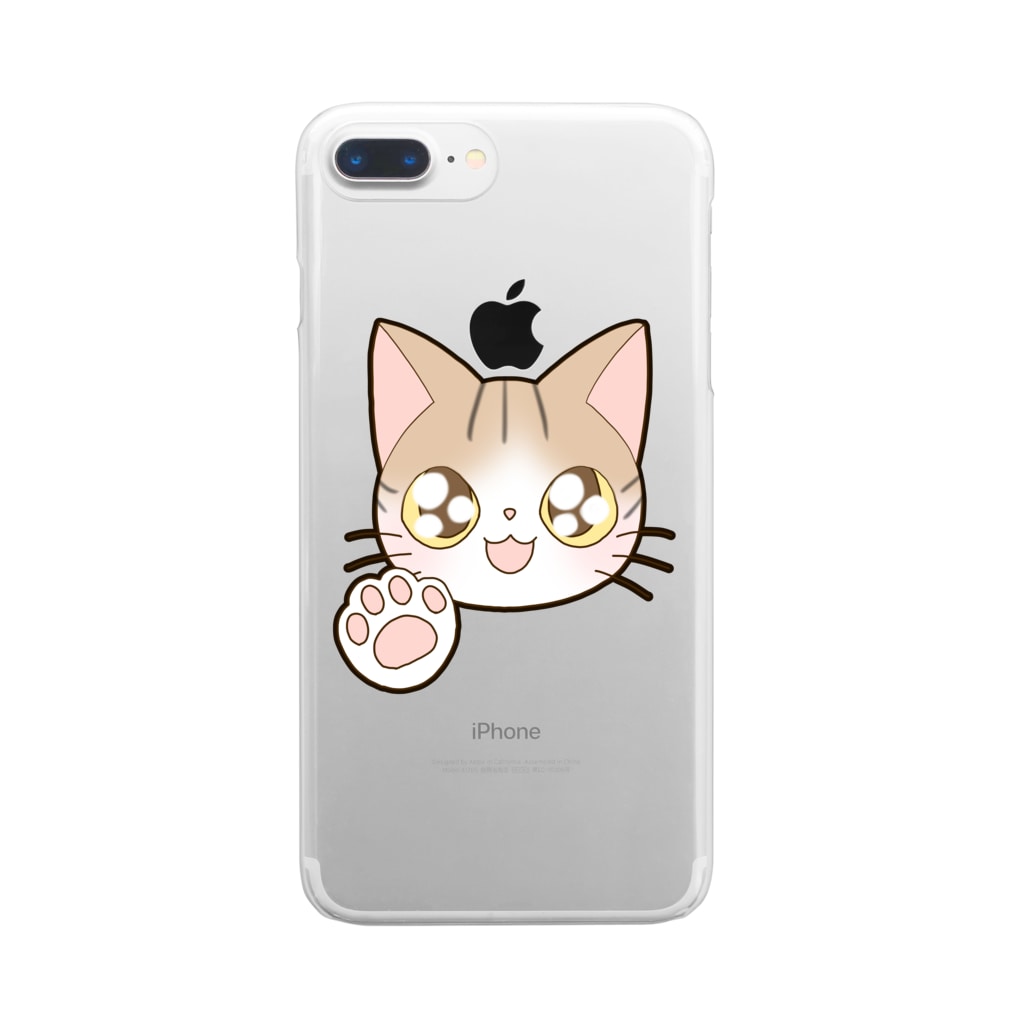 かわいいもののおみせ　いそぎんちゃくのお目目キラキラ茶白猫ちゃん Clear Smartphone Case