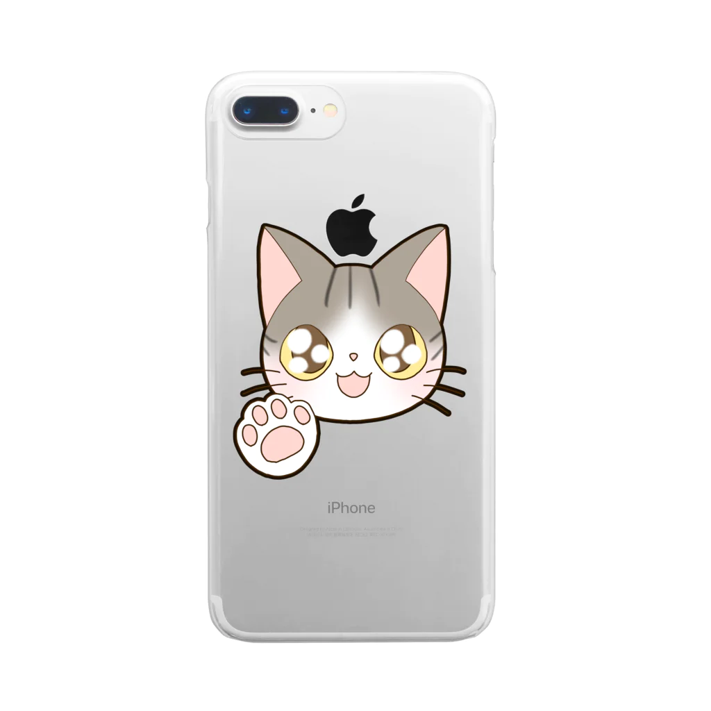 かわいいもののおみせ　いそぎんちゃくのお目目キラキラキジ白猫ちゃん Clear Smartphone Case