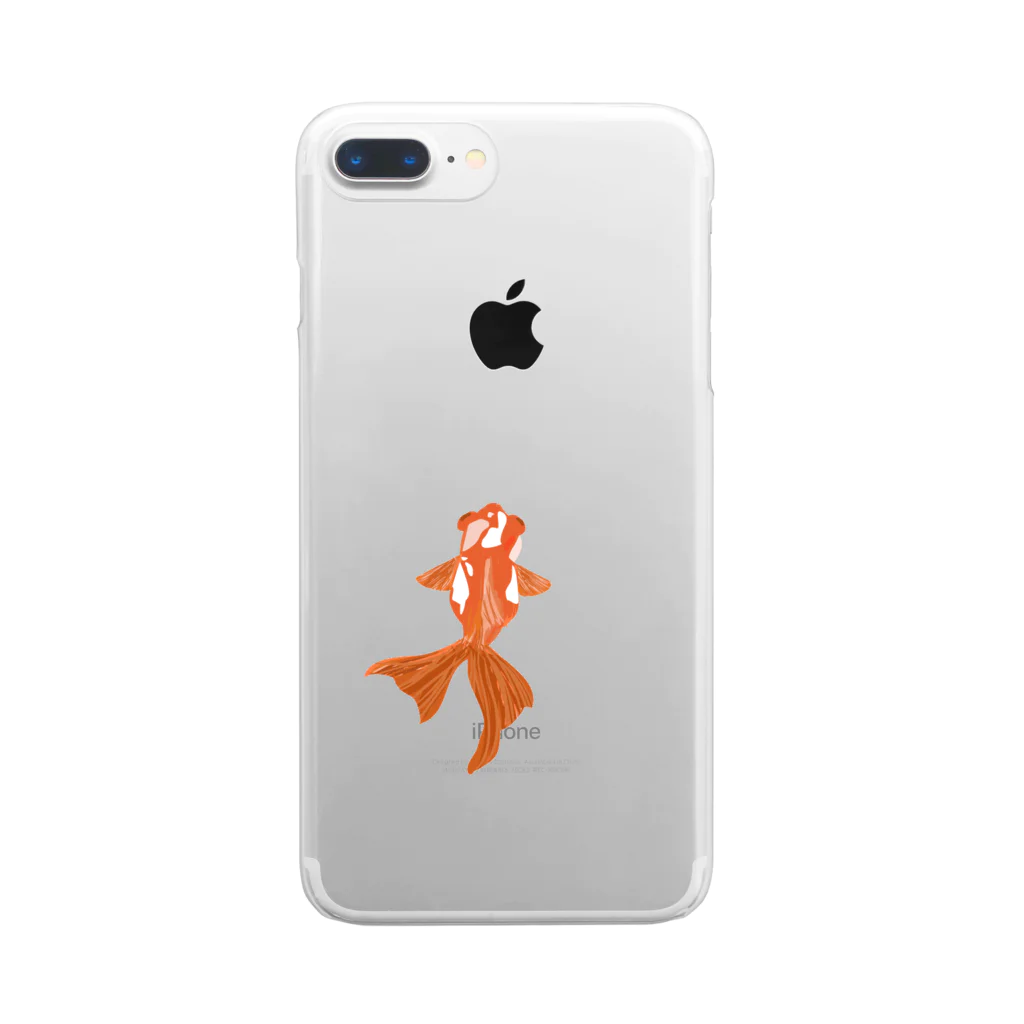 金魚のキンボの金魚 更紗デメキン Clear Smartphone Case