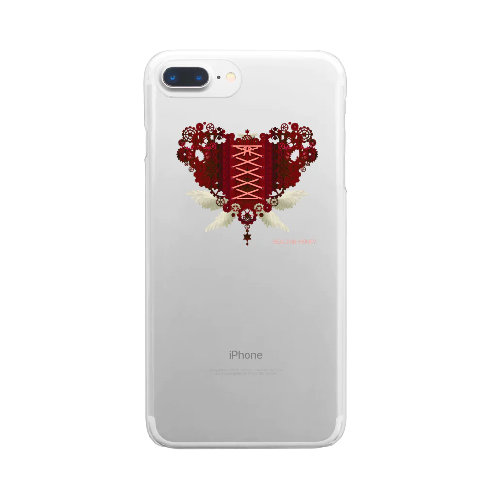 healing-honey(ﾋｰﾘﾝｸﾞﾊﾆｰ)の歯車（heart・R/レッド） Clear Smartphone Case