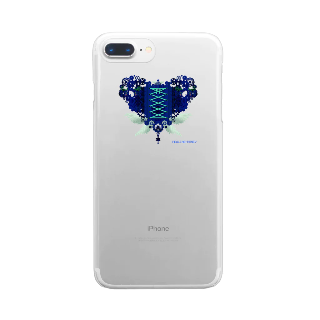 healing-honey(ﾋｰﾘﾝｸﾞﾊﾆｰ)の歯車（heart・Ｂ/ブルー） Clear Smartphone Case