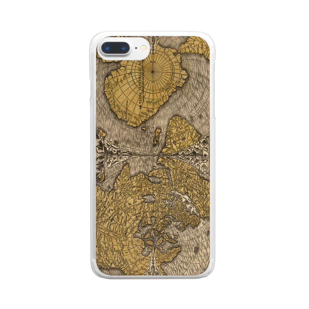 smartphone_PublicDoのVintage world map 1531 クリアスマホケース