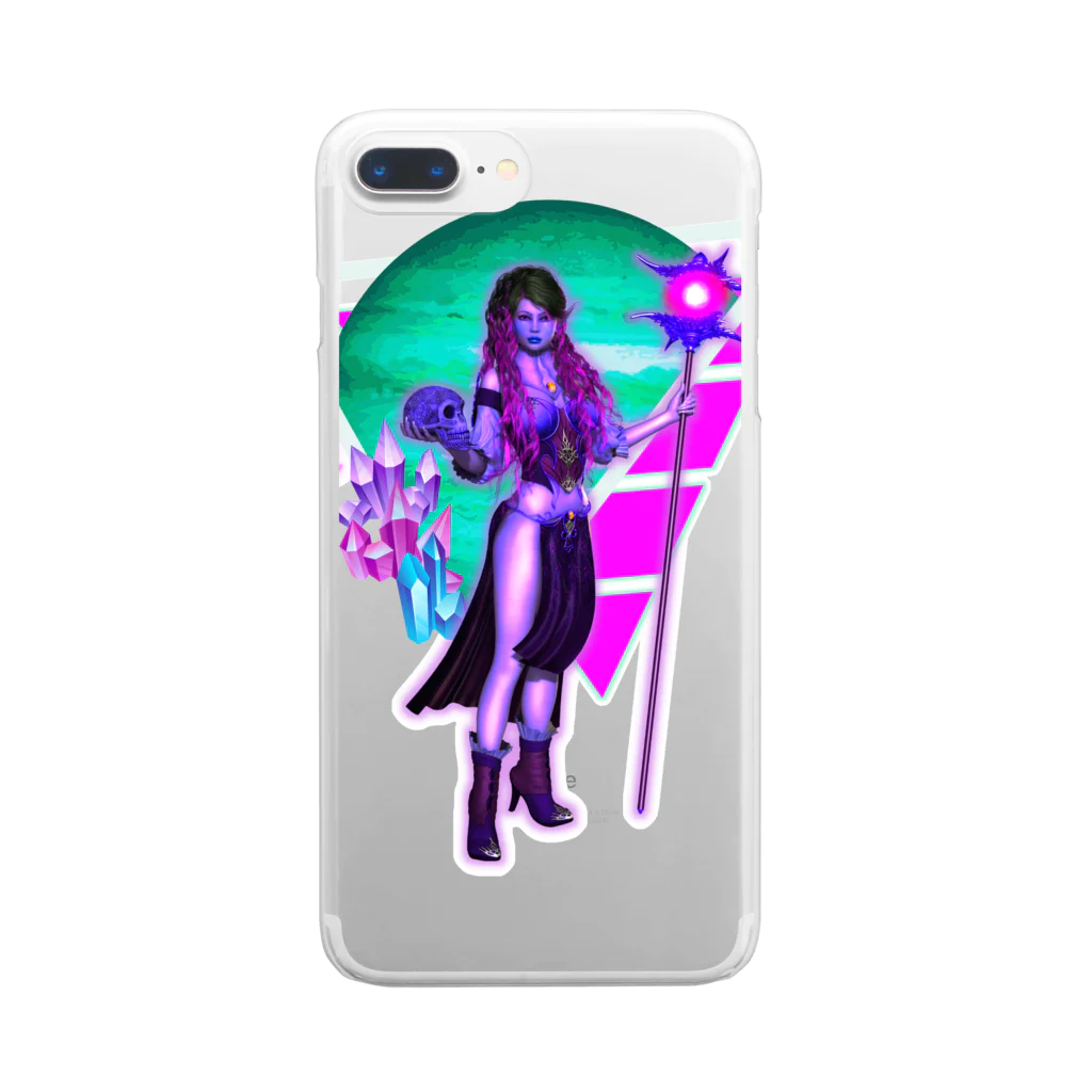 Vibin Designsのネオン魔女メイジヴェイパーウェイヴ Clear Smartphone Case