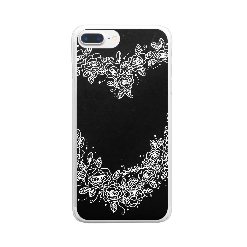 meguri meguruのローズブーケ　BLACK Clear Smartphone Case