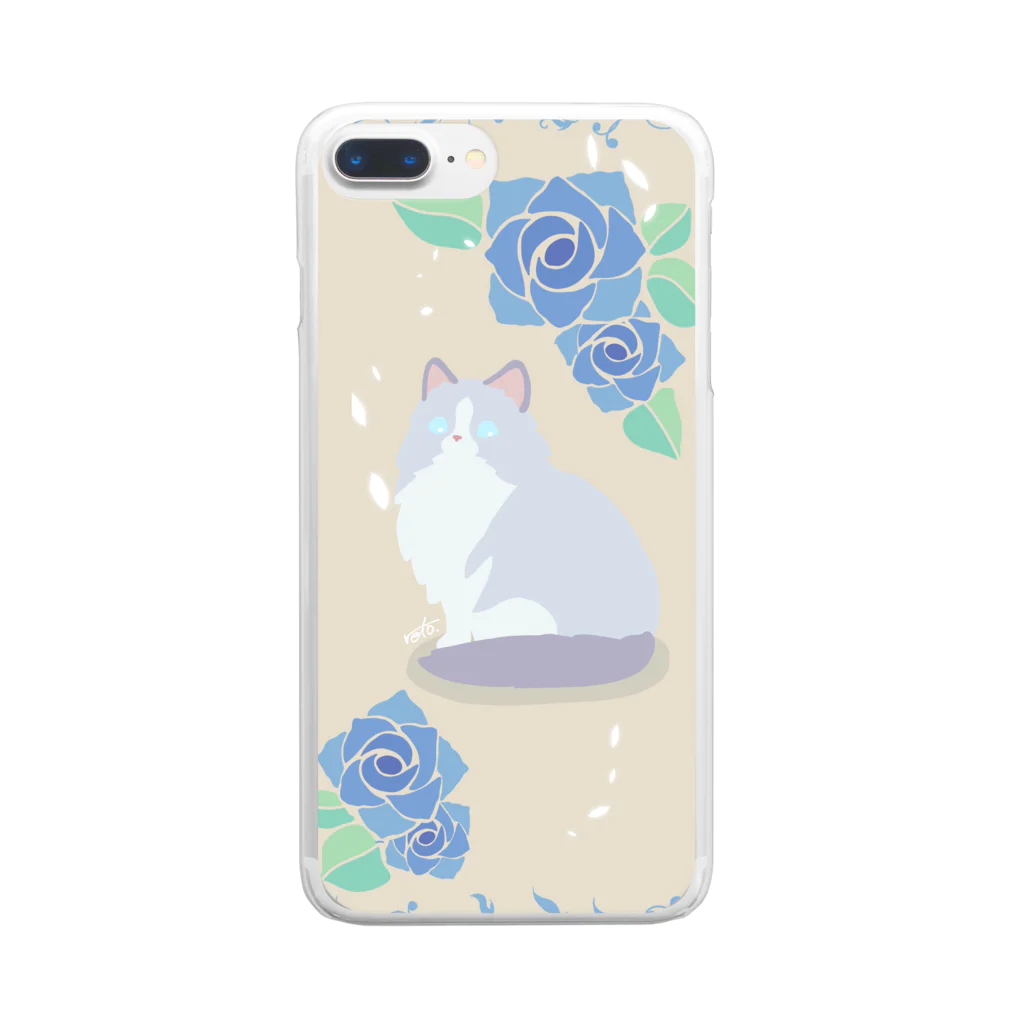 Kotetsu diary(SUZURI店)のラグドール×薔薇 Clear Smartphone Case