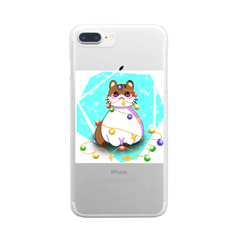 Happy Moon ArtのChristmas Cat  Clear Smartphone Case