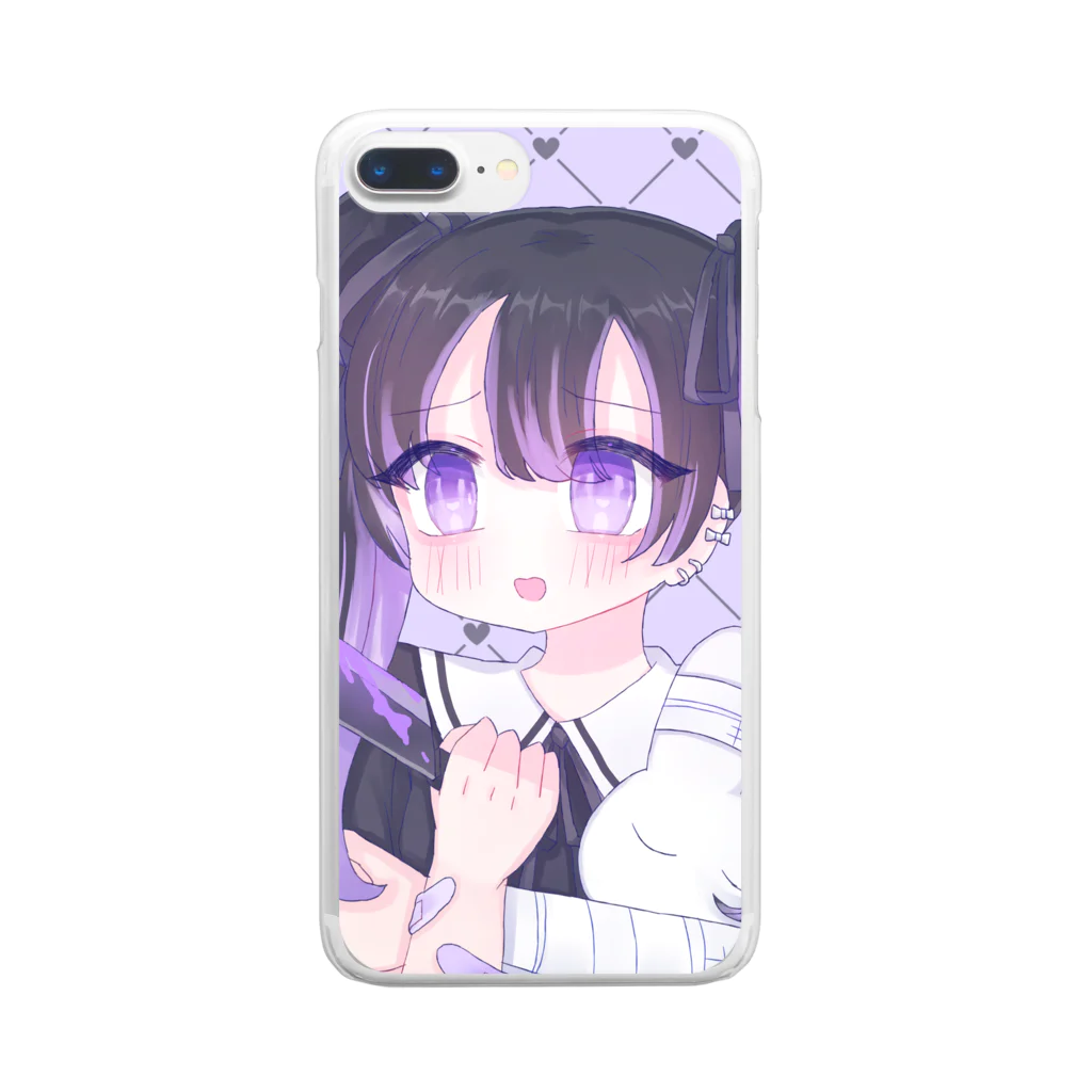 あくむ病院のこっちを見て。紫　スマホ用 Clear Smartphone Case