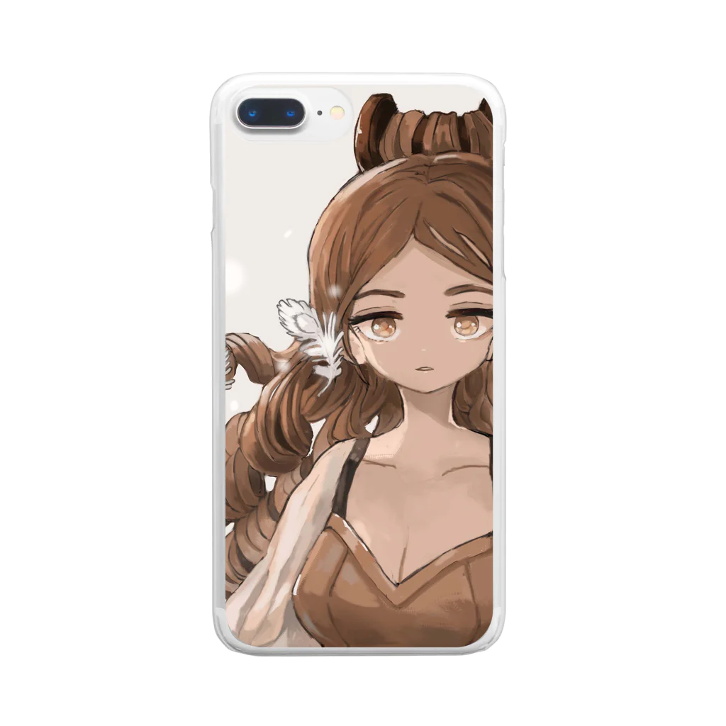 THOUGHT -STORE in Suzuri-の孔雀の羽とブルネット Clear Smartphone Case