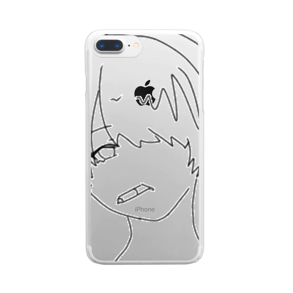 PaPoちゃん！！のペン描きベッドホンくん Clear Smartphone Case