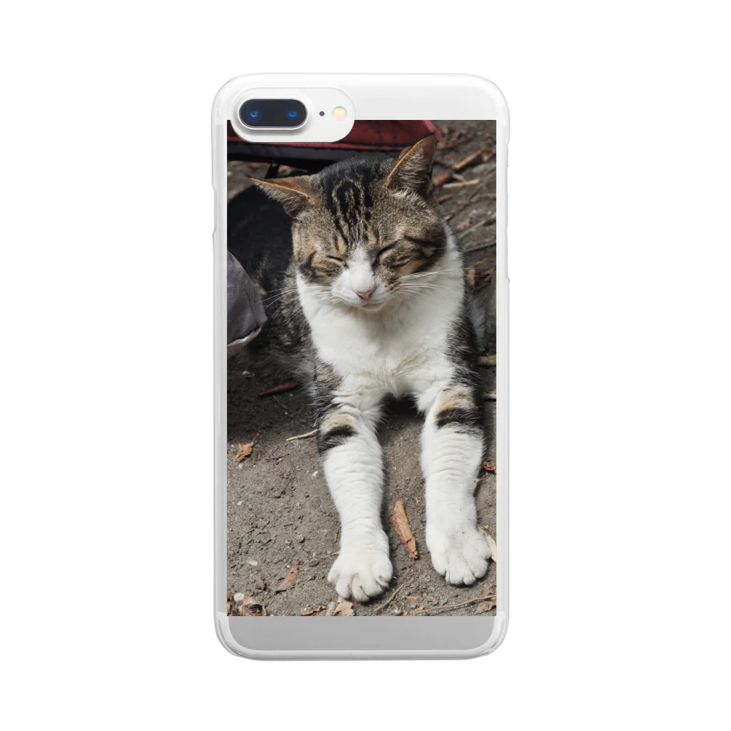 くろねにゃこののび猫 Clear Smartphone Case