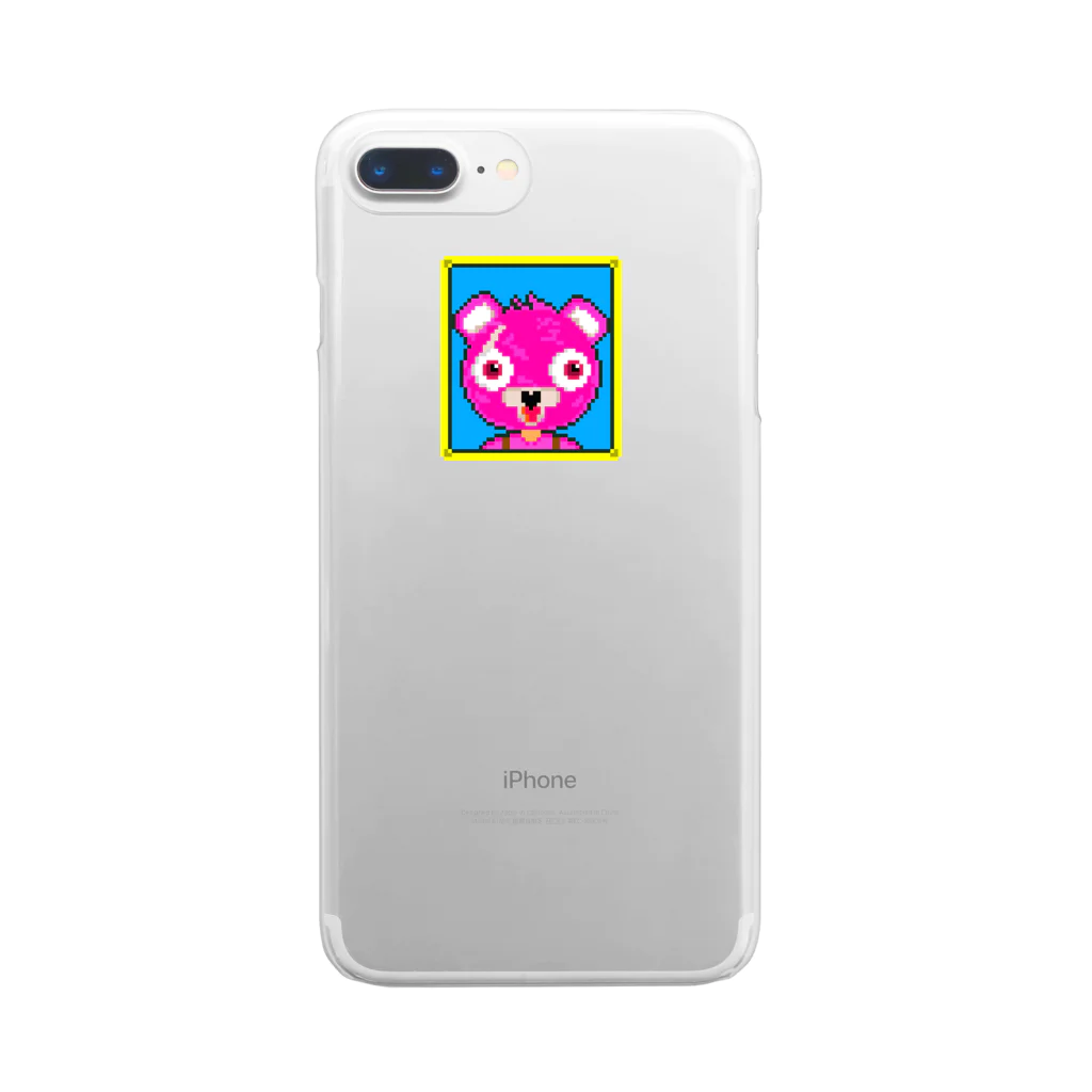 Cartoon☆style☆Fortniteのピンクのくまちゃんドット絵 Clear Smartphone Case