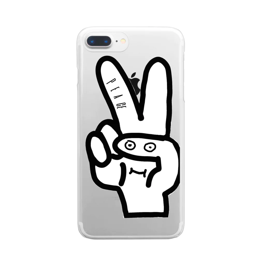 QCHANのPeaceSign君（顔付き） Clear Smartphone Case