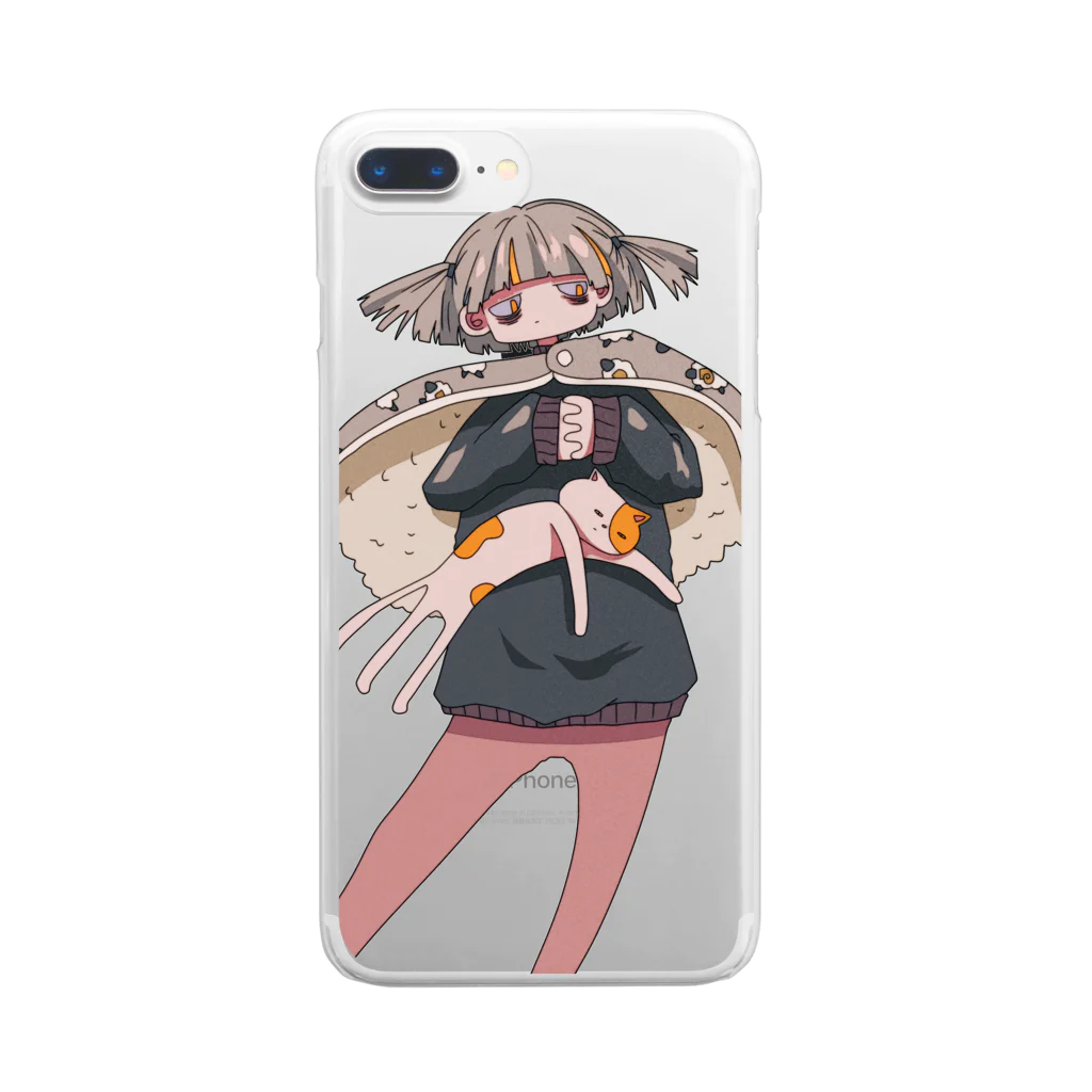 ジト目な女の子達。のヒツジマントのスマホケース Clear Smartphone Case