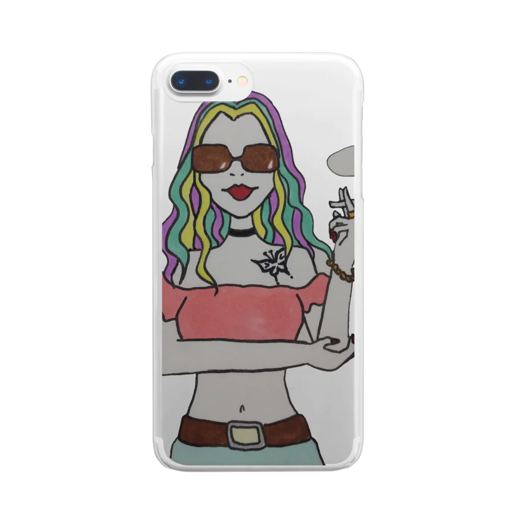 S2ショップのColorful Hair Woman No.1 Clear Smartphone Case