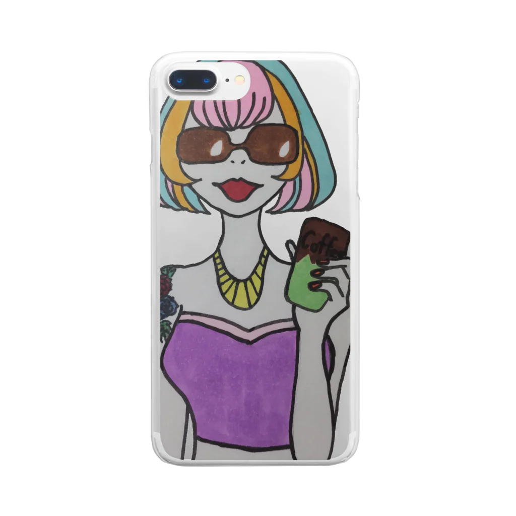 S2ショップのColorful Hair Woman No.2 Clear Smartphone Case