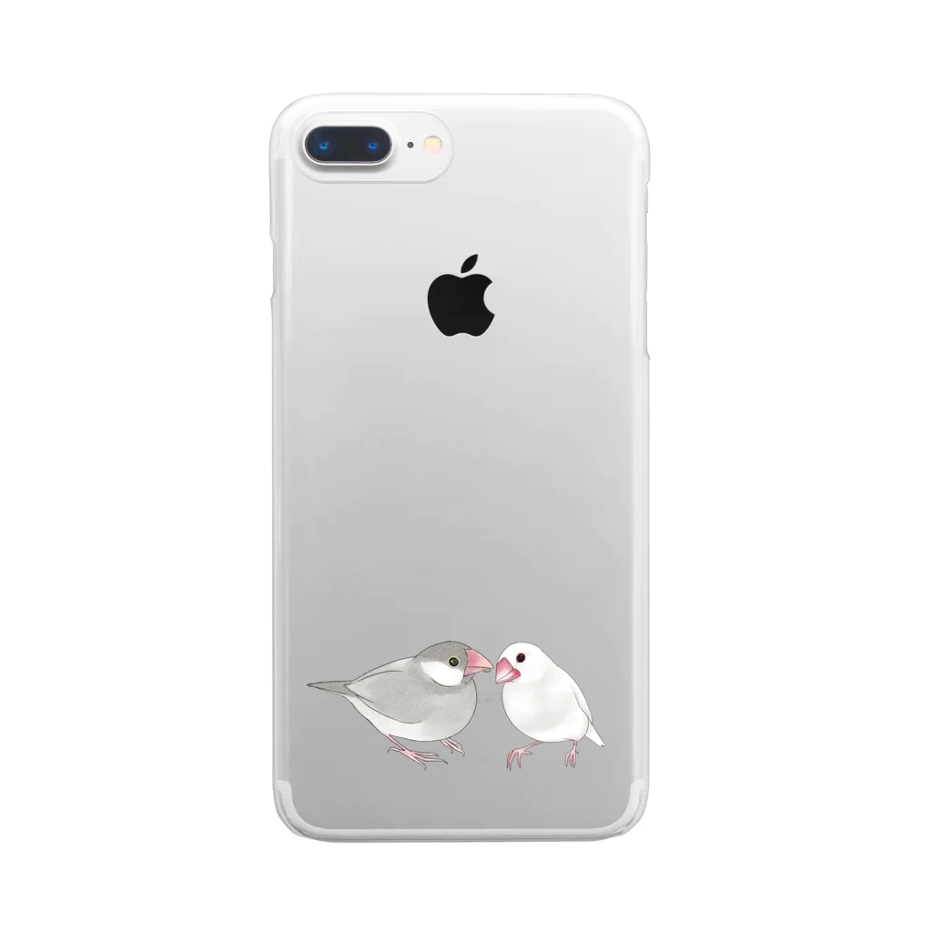 まめるりはことりの幸せ文鳥ちゃん【まめるりはことり】 Clear Smartphone Case