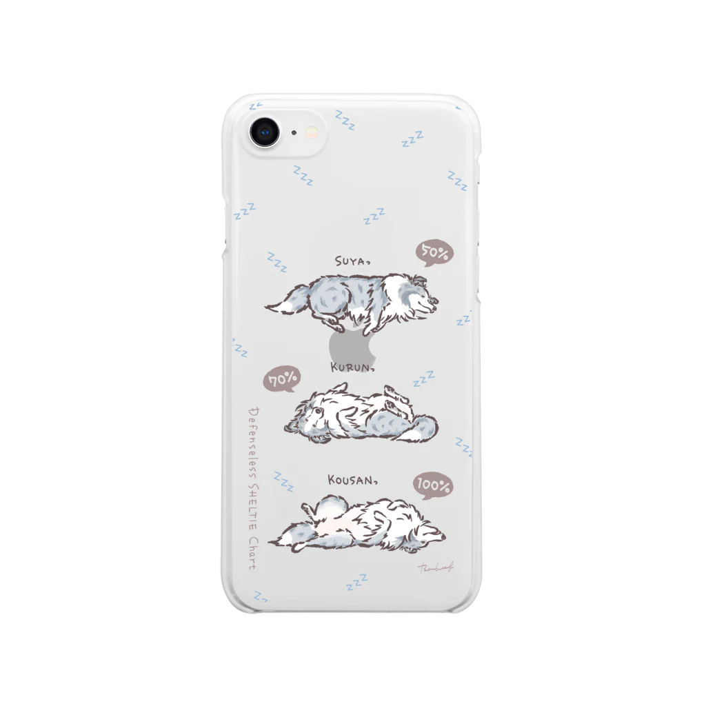 BowWoof ShopのzzZ●iPhone5~/茶字/バイブルー● シェルティ無防備でもしもし Clear Smartphone Case