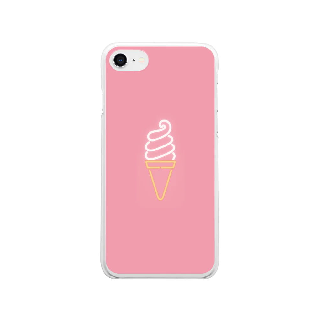 marinaのソフトクリーム（neon pink small） Clear Smartphone Case