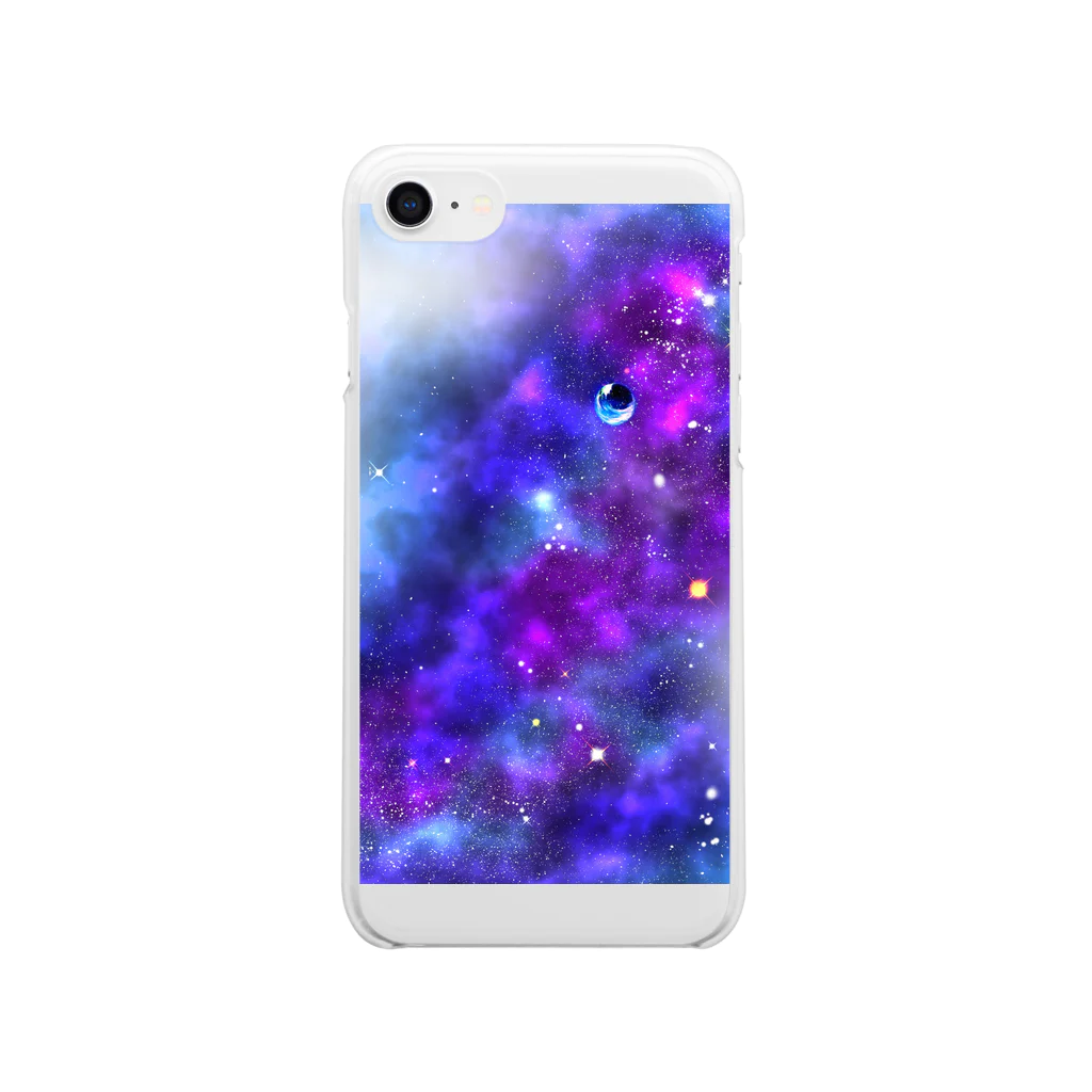 もけもけこけこクリエイト枠の宇宙、星、ガラスの珠。 Clear Smartphone Case