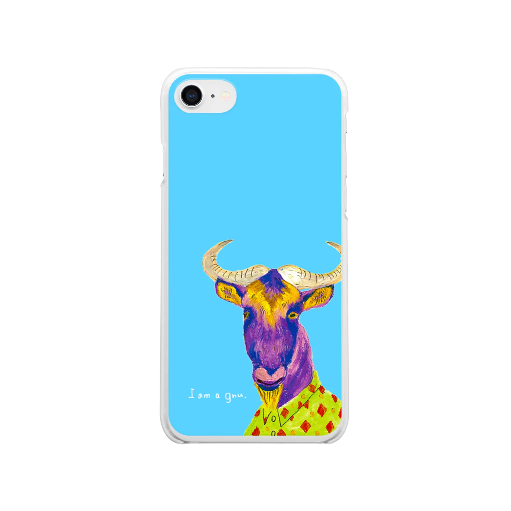 KANKAN ILLUSTRATION FACTORY goods shopのI am a gnu. Clear Smartphone Case