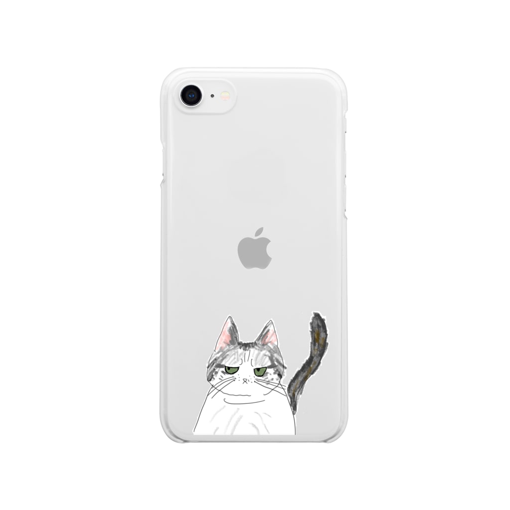 ふてぶてしい顔の猫 丸太猫 Maruta Cat のクリアスマホケース Iphoneケース 通販 Suzuri スズリ