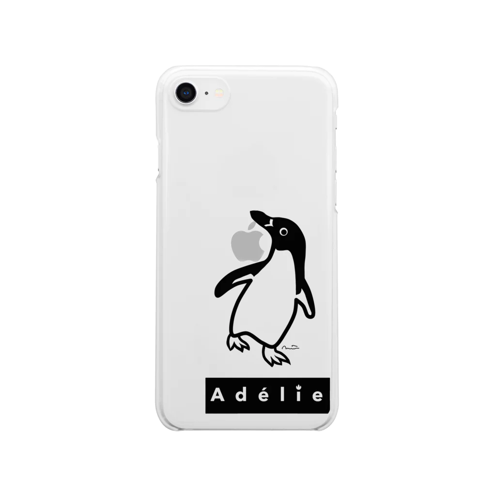 みみはんこ/消しゴムはんこのAdélie Penguin (+logo B) クリアスマホケース