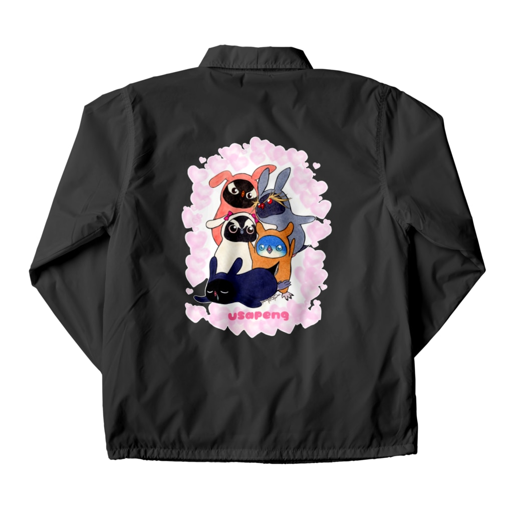 ヤママユ(ヤママユ・ペンギイナ)のうさぺん。(ハートフレーム) Coach Jacket :back