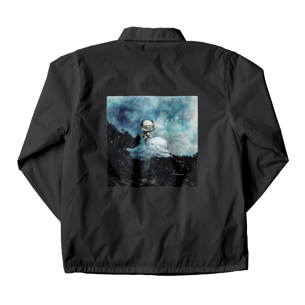 Masashi Kaminkoの【パンダ】イルカとポンちゃん Coach Jacket :back
