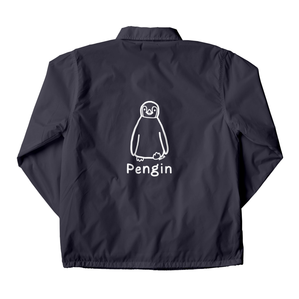 MrKShirtsのPengin (ペンギン) 白デザイン Coach Jacket :back