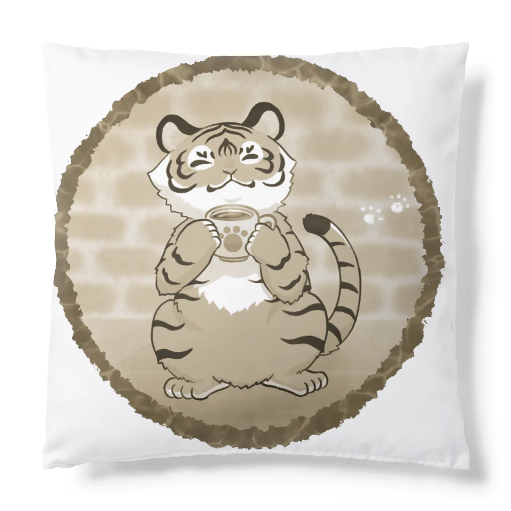 Torafare(yamachaYuka)のコーヒーと虎さん(カラー) Cushion