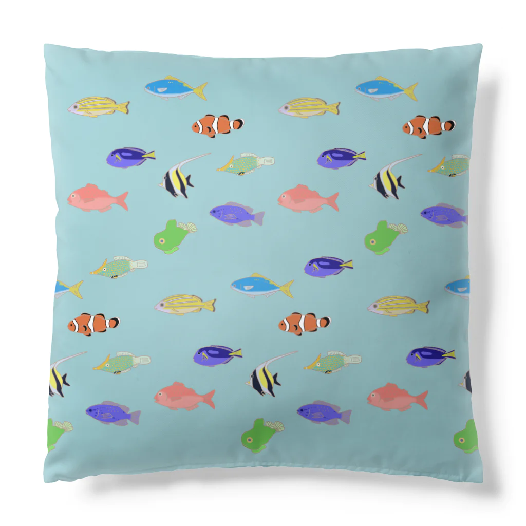 ハナのお店のカラフルな魚（ブルー） Cushion