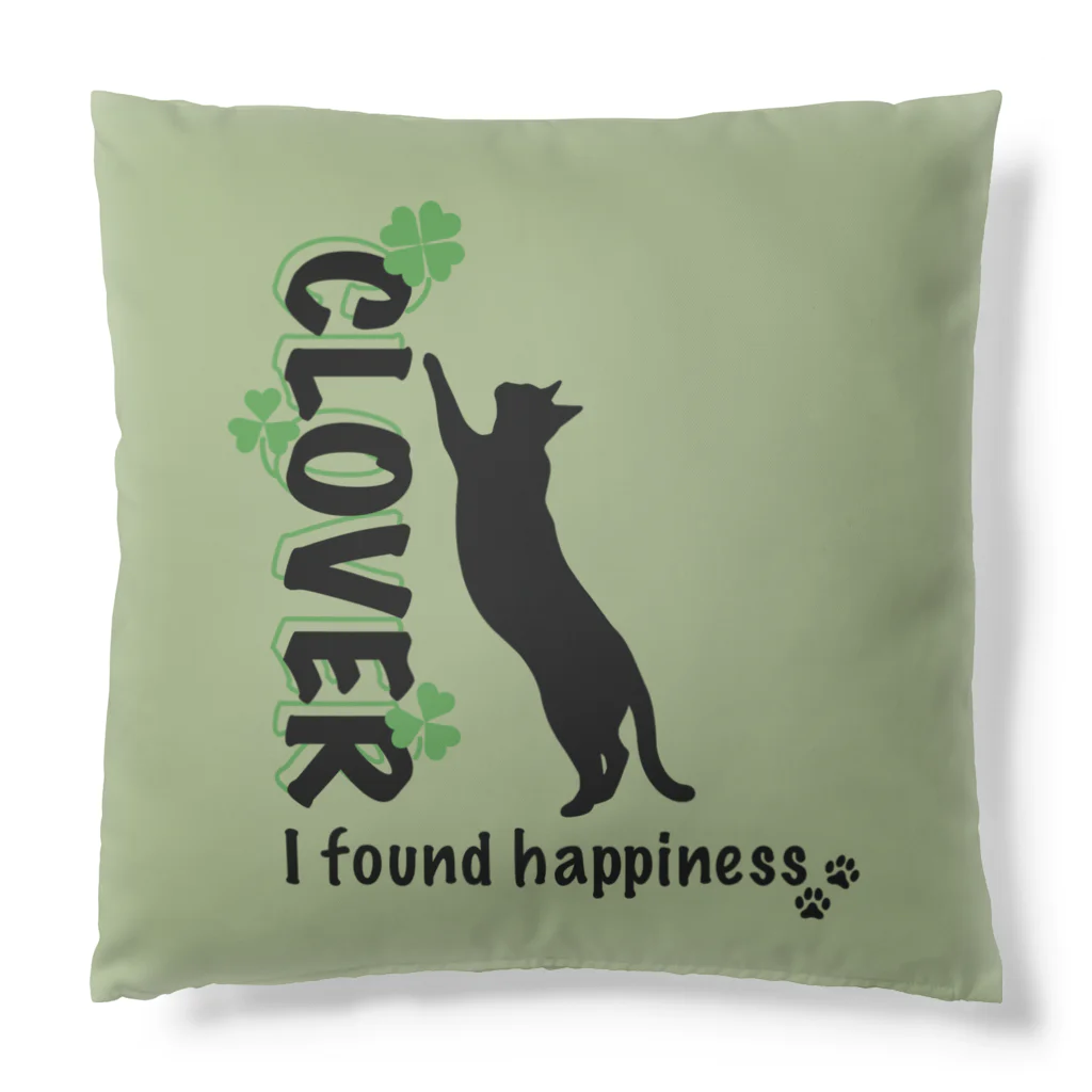 MegSan's free design🌷のラッキーな猫 green Cushion