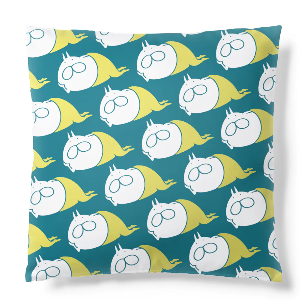 くらきち ONLINE SHOPのねこタイツとリラックス ダークブルーグリーン Cushion