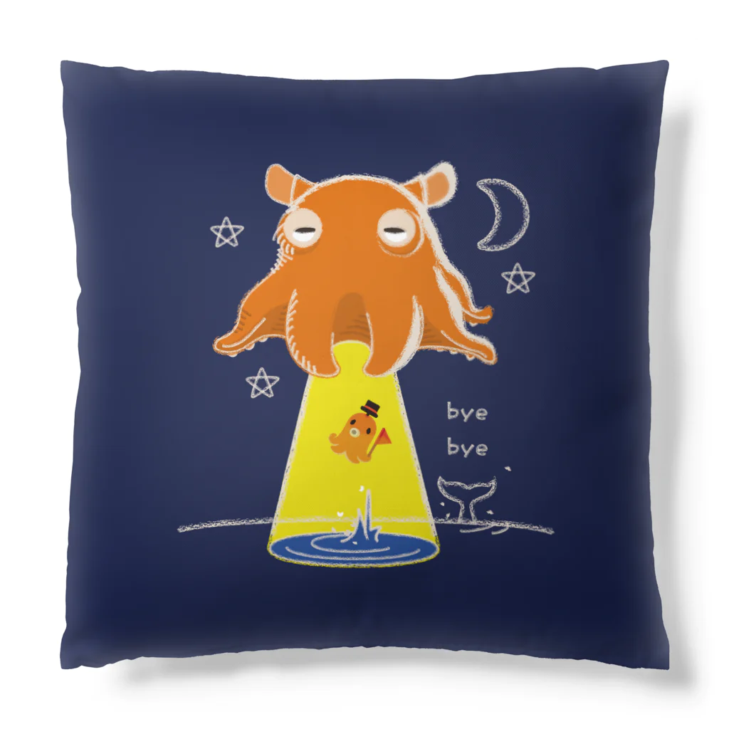 イラスト MONYAAT のたこさんwinなーとメンダコUFO　ネイビー Cushion