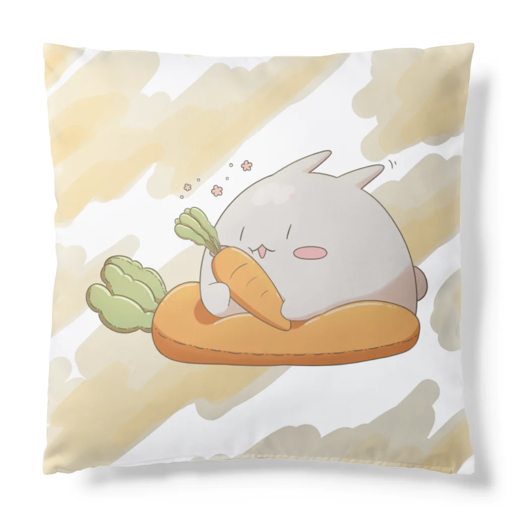 びすこっていのムムッとしているまるまるつるっとしたうさぎ Cushion