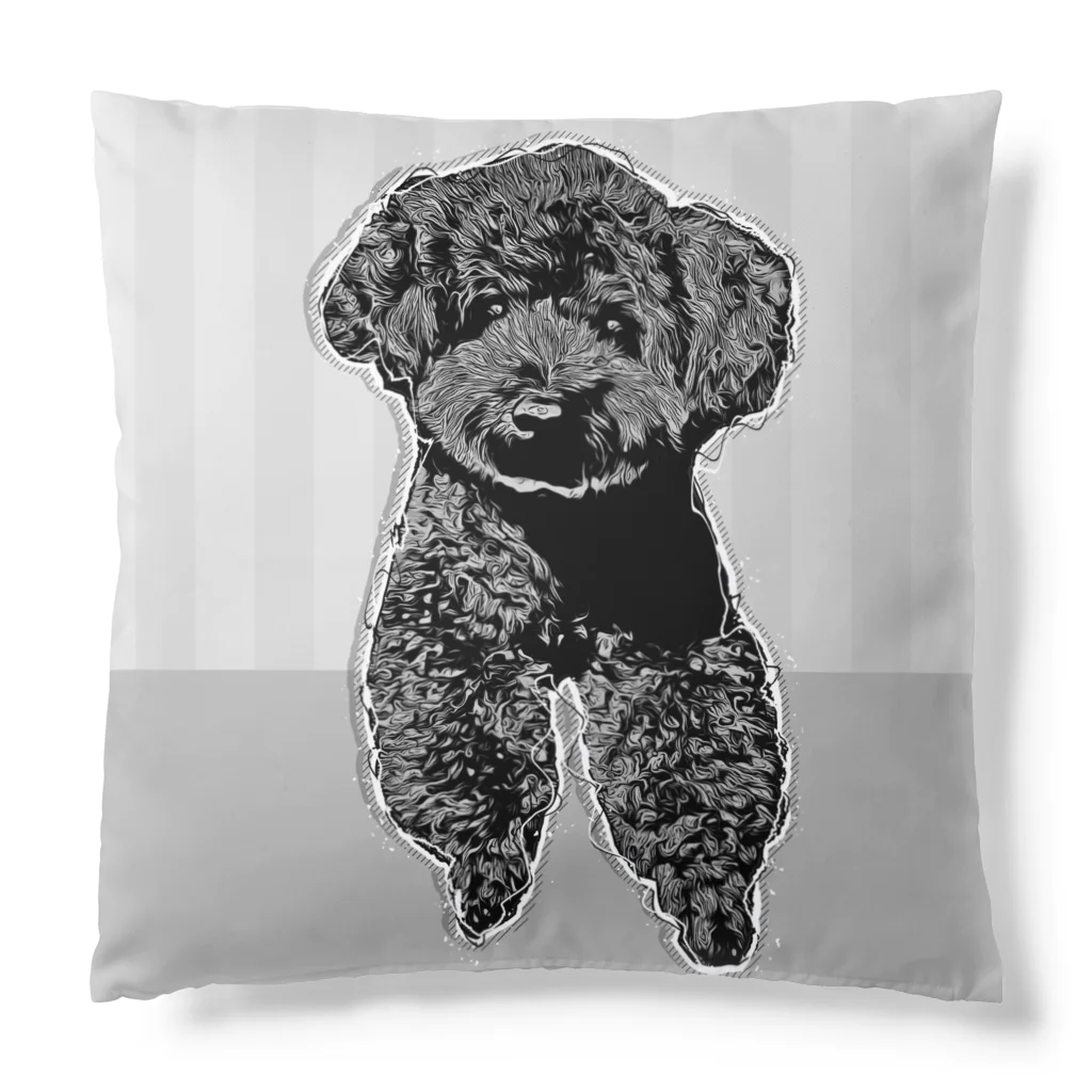 BLACK-POODLEのひょっこり ブラックトイプードル Cushion