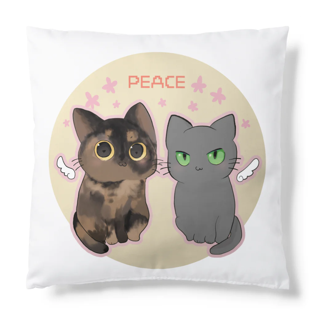 ねこほうチャンネル公式グッズのマロチロとハムモモ両面イラストクッション Cushion