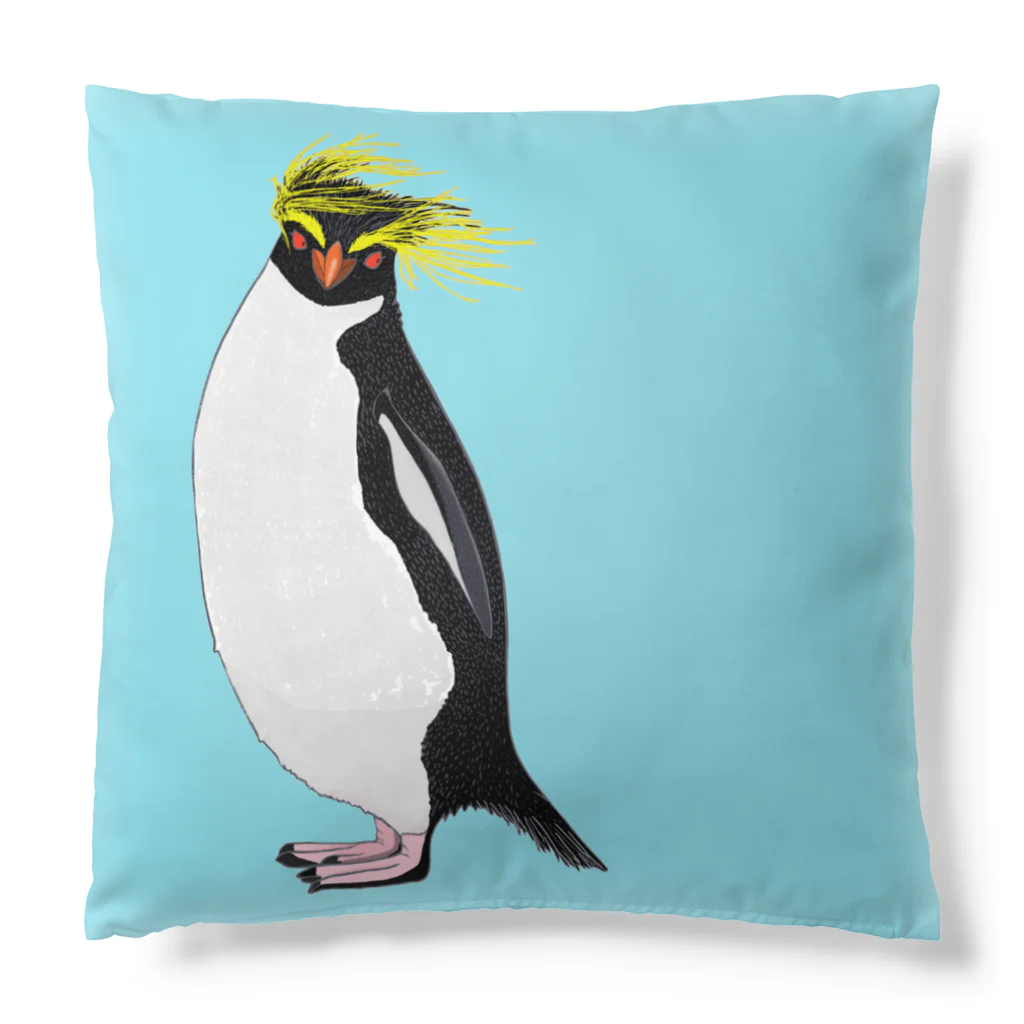 LalaHangeulの風に吹かれるイワトビペンギンさん(文字無しバージョン Cushion