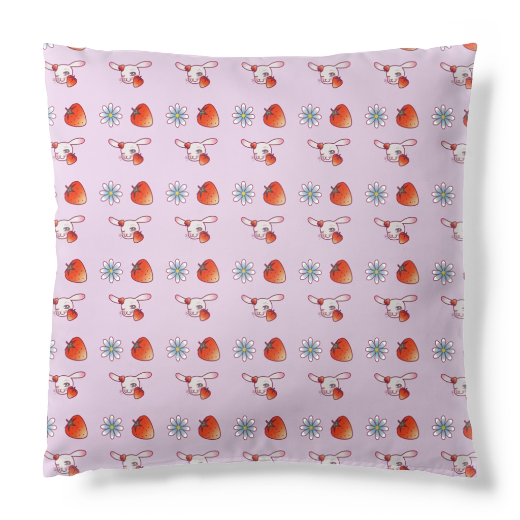 Rabbitflowerの❤️らびこ❤️イチゴ（ピンク） Cushion