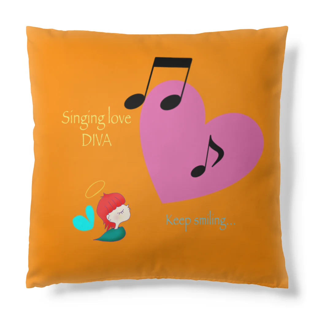 Divina AmoR-ART-のSinging love DIVA-Keep smiling- オレンジ Cushion
