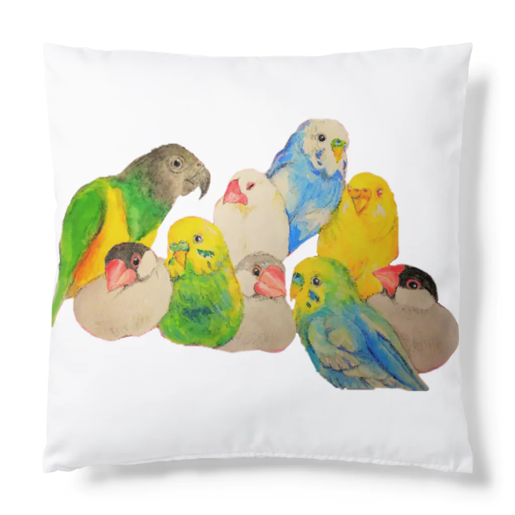 harupink🌸ペット似顔絵illustのだいすき仲良し鳥さんズ Cushion