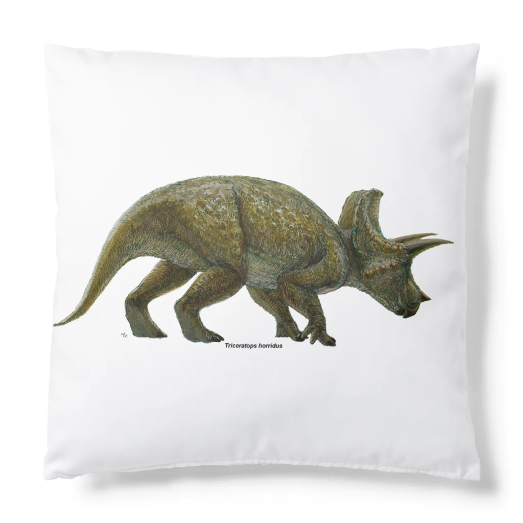 segasworksのTriceratops prorsus(トリケラトプス ・プロルスス)着彩画 Cushion