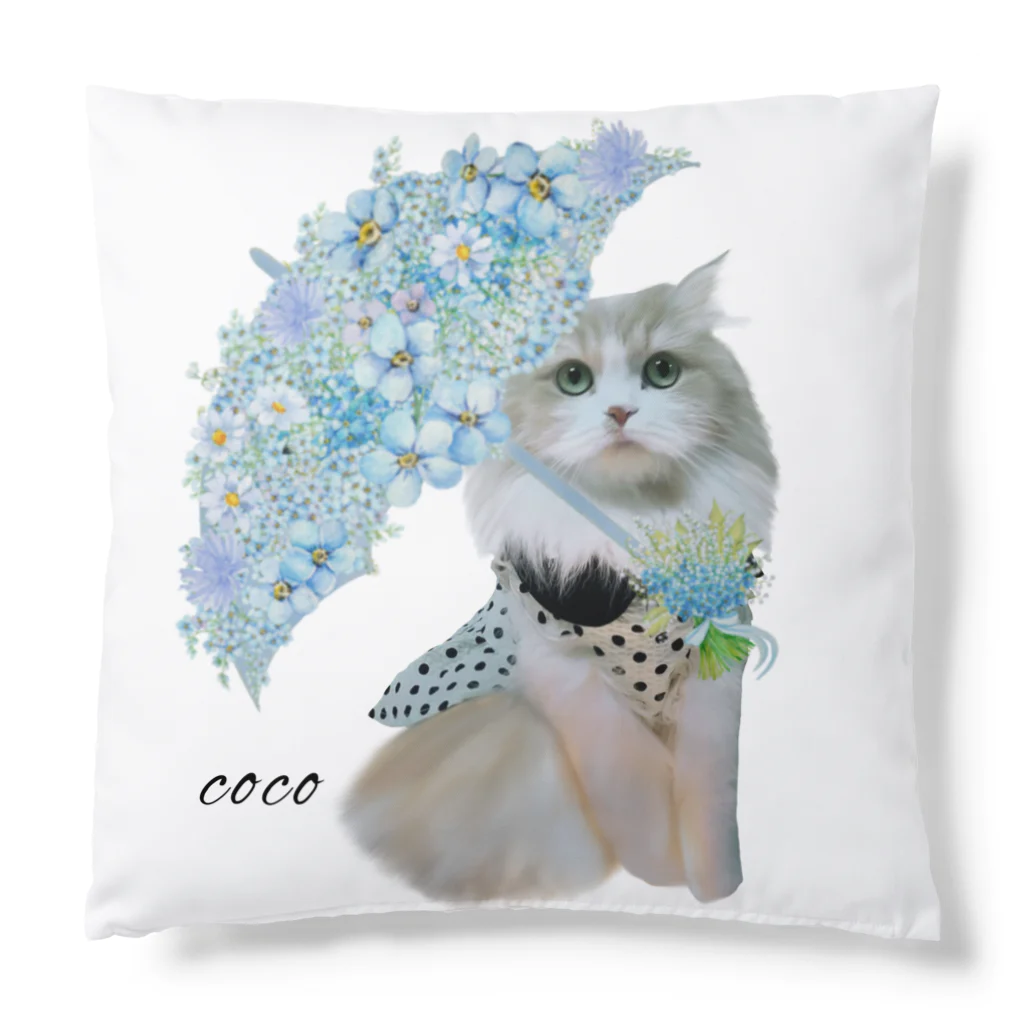 ゆきリンアート【保護猫活動 支援】の花傘ーcocoちゃん Cushion