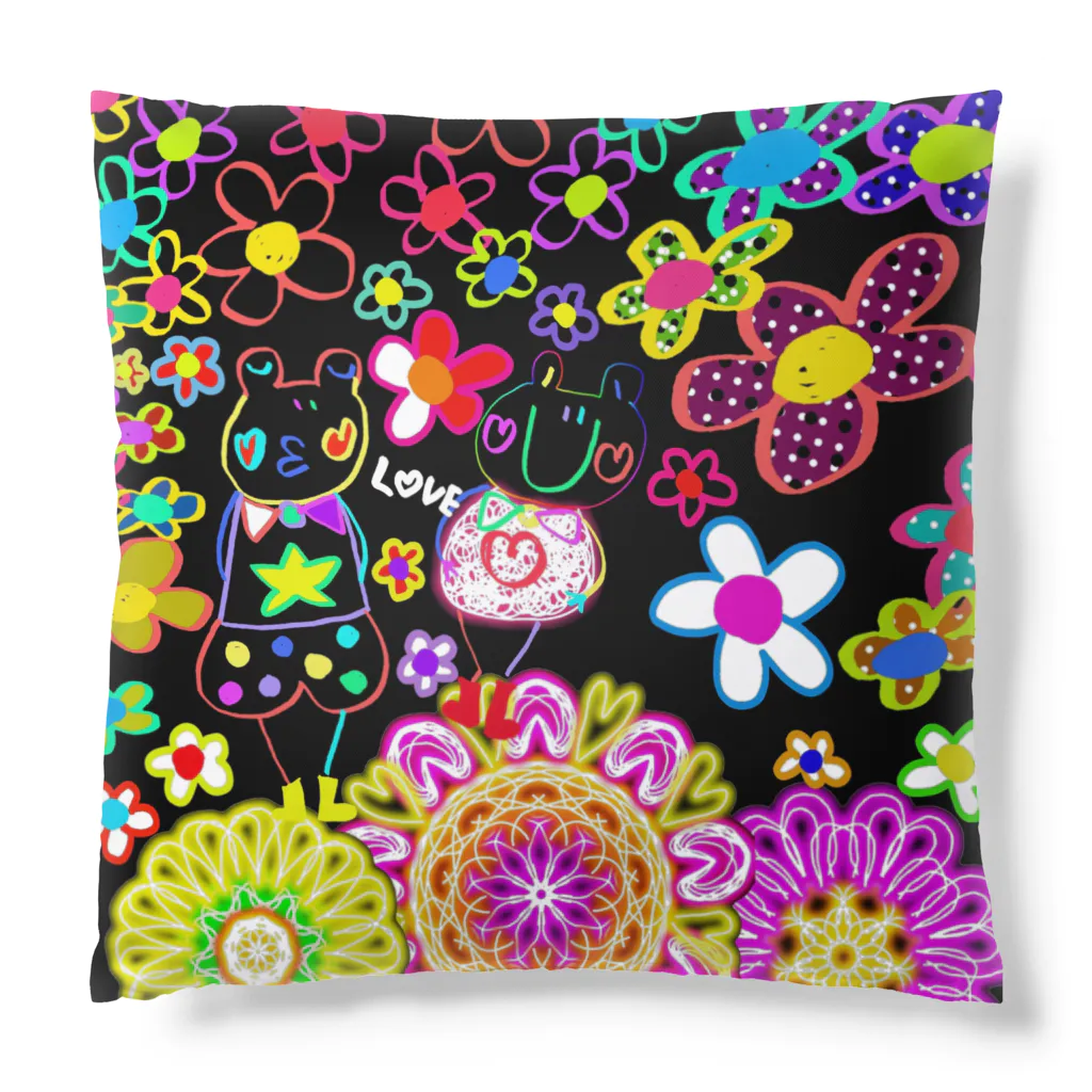 カエルモチーフオリジナル制作専門店の夏に咲く花満開 Cushion